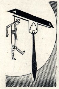 Prima apparizione di Pinocchio, impiccato a un capolettera sul "Giornale per i bambini" nel 1882